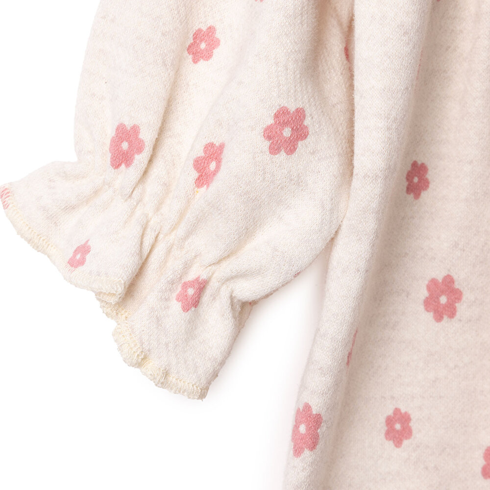 Kız Bebek Monochrome Elbise Kadife Uzun Kol