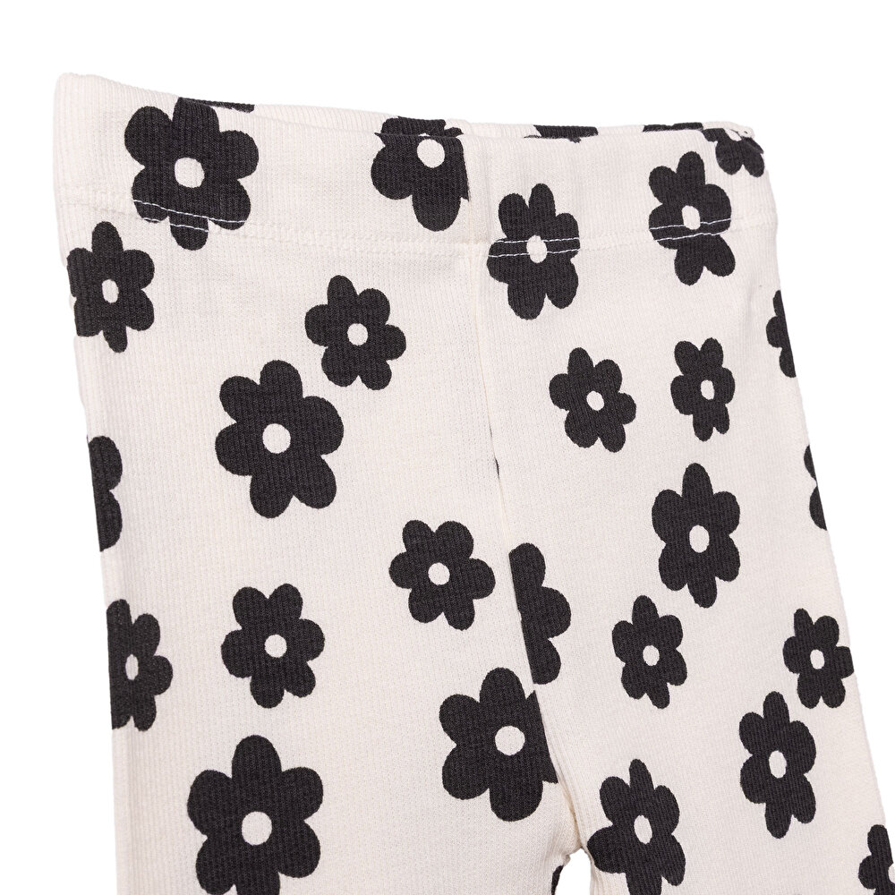 Kız Bebek Monochrome Sweatshirt - Tayt Üç İplik Reçme Paça