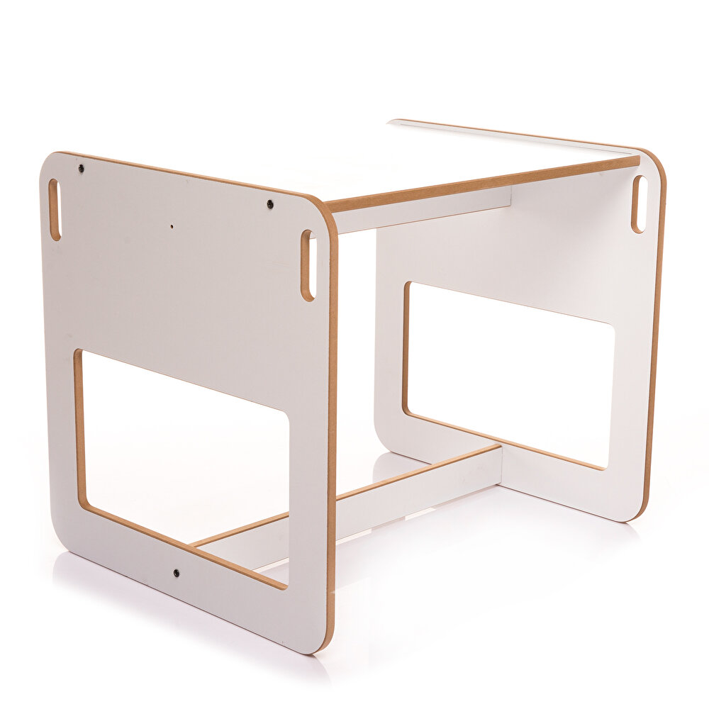 Kumru Ahşap Montessori Çocuk Aktivite Masa ve Sandalye Set Beyaz