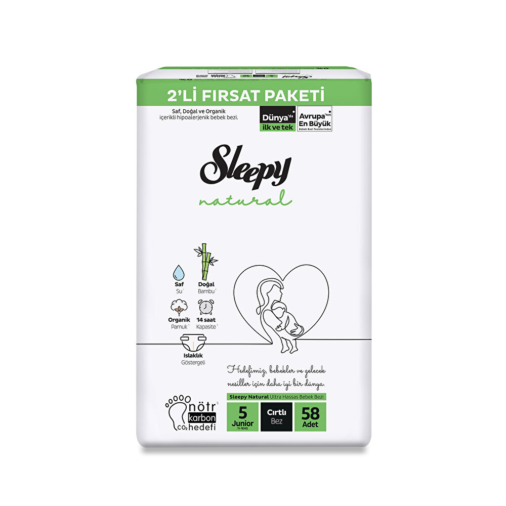 Natural Bebek Bezi Fırsat Paketi 5 Beden 58 Adet