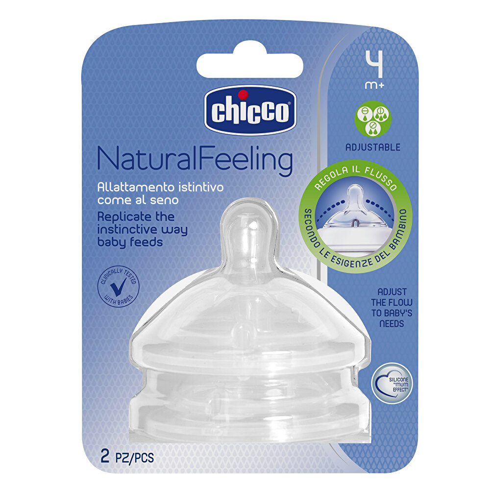 Natural Feeling Silikon Biberon Emziği 2li 4 ay+ Ayarlanabilir Akış