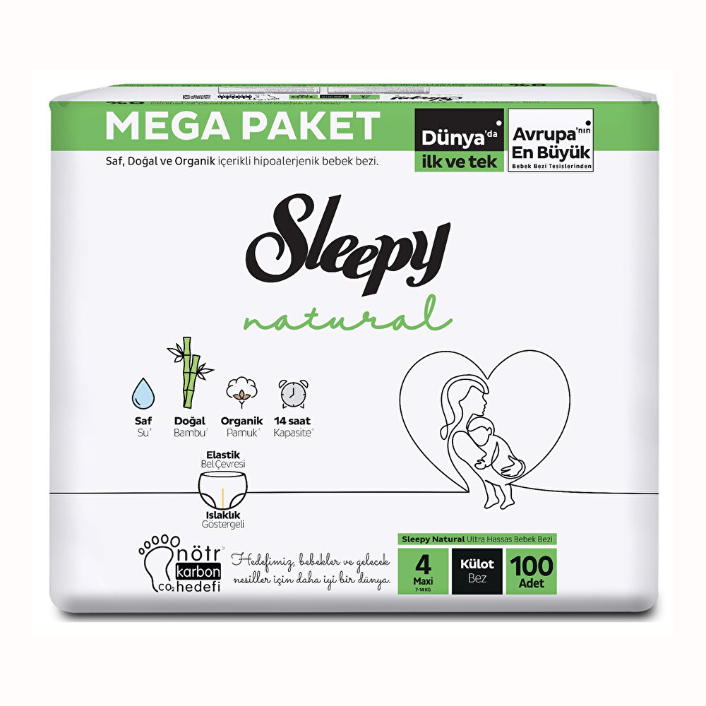 Natural Külot Bez Mega Fırsat Paketi 4 Beden 100 Ade