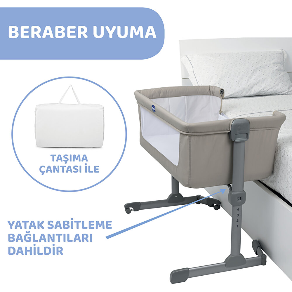 Next2me Essential Anne Yanı Asansörlü ve Yüksekliği Ayarlanabilir Beşik