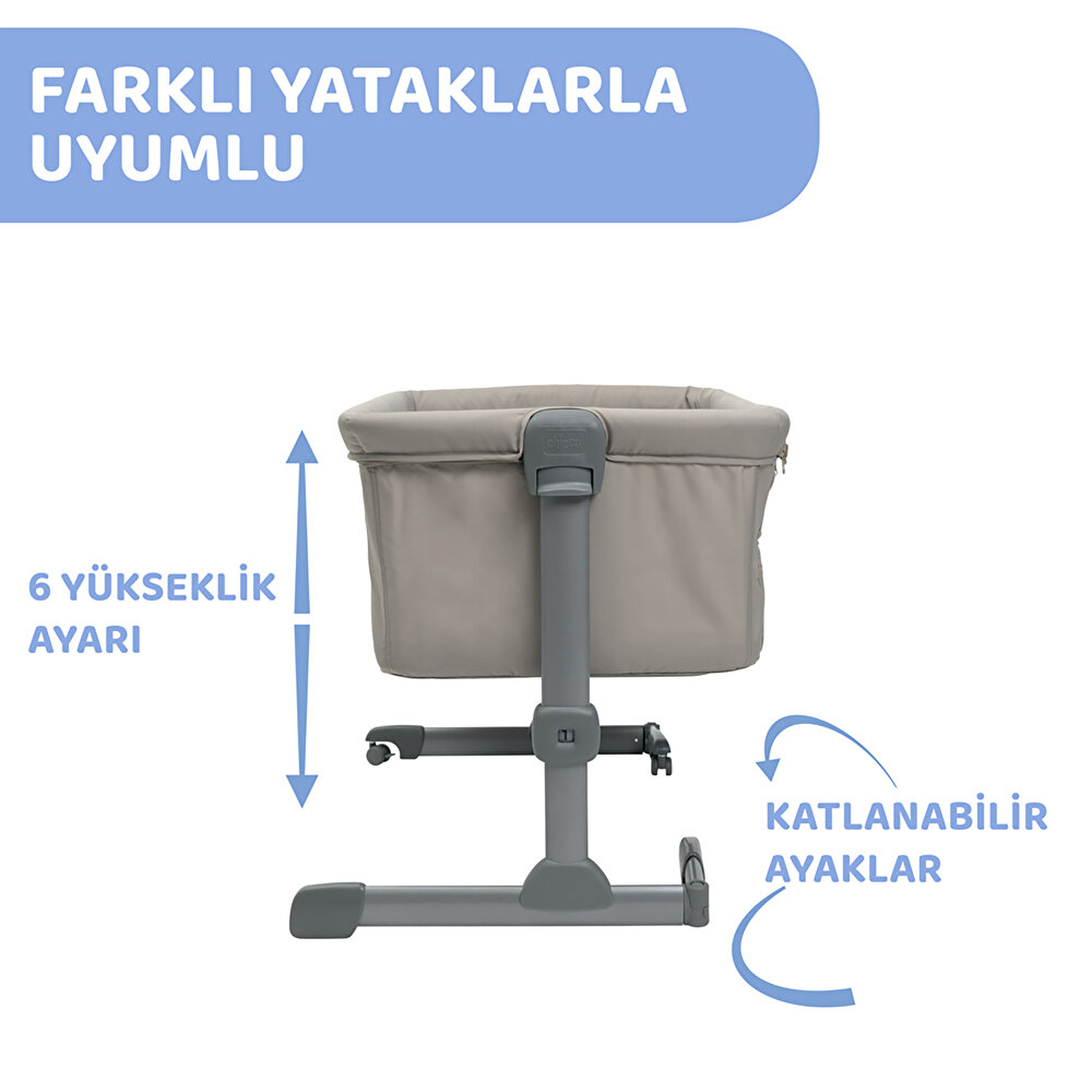 Next2me Essential Anne Yanı Asansörlü ve Yüksekliği Ayarlanabilir Beşik