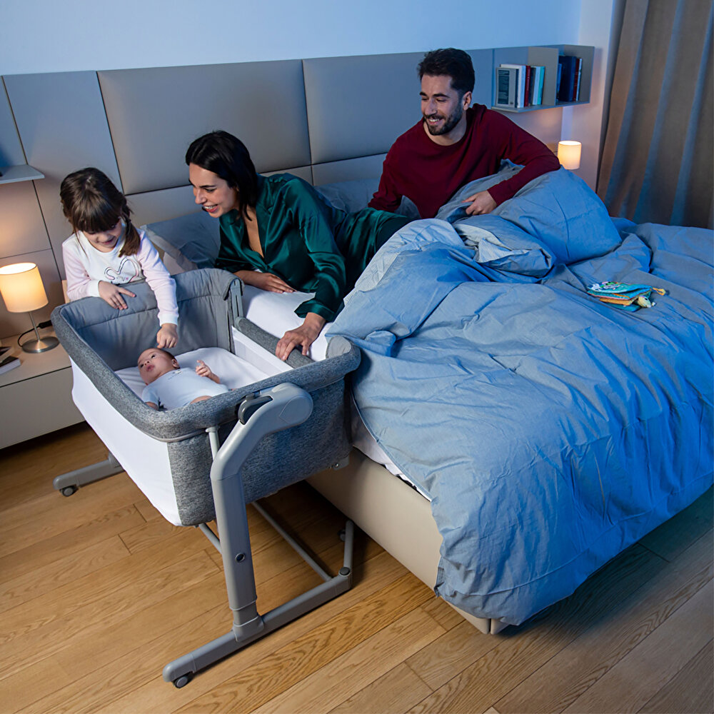 Next2me Magic Evo Anne Yanı Asansörlü ve Sallanabilen Beşik Dark Grey