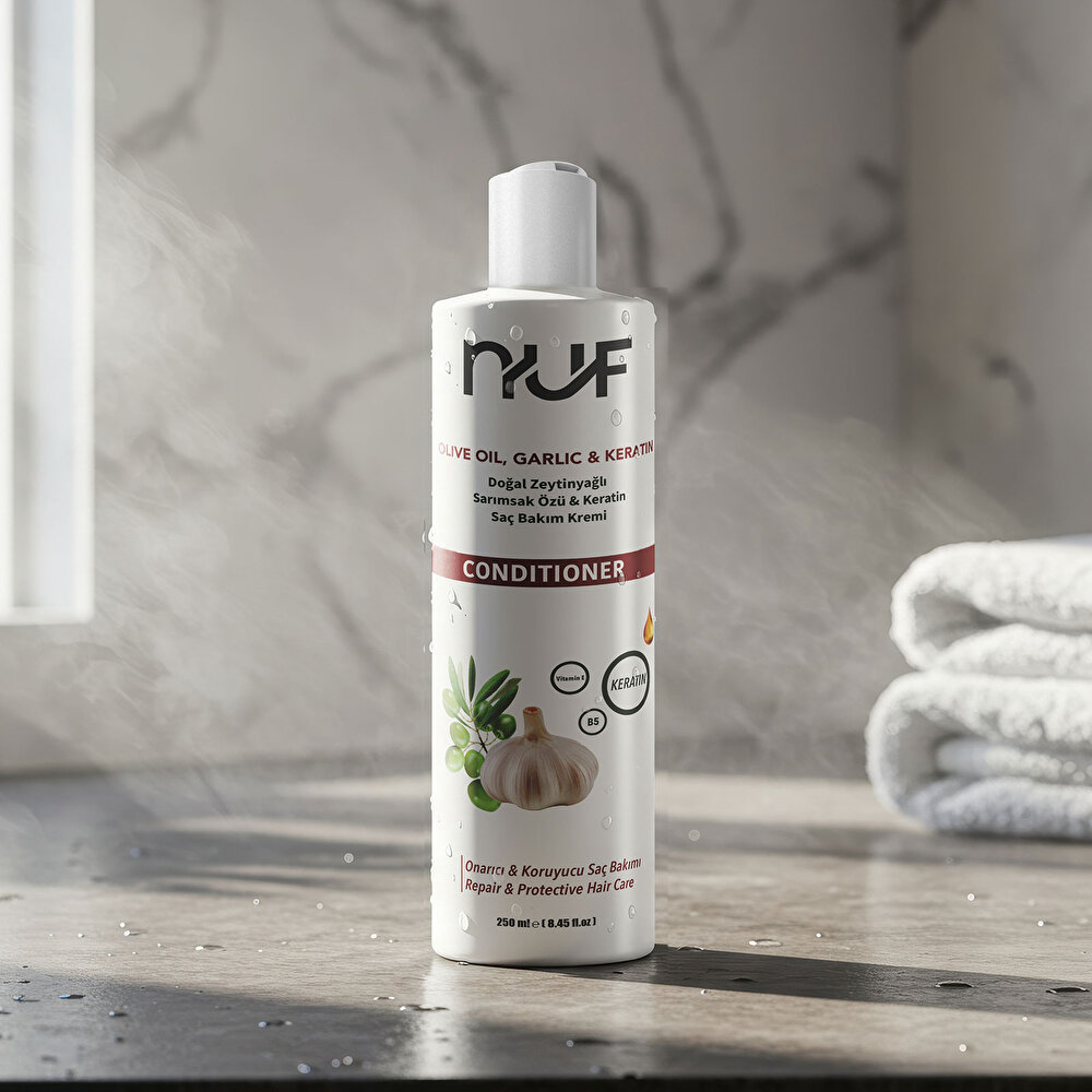 Nuf Doğal Zeytinyağı, Keratin ve Sarımsak Yetişikin Saç Kremi 250 mL