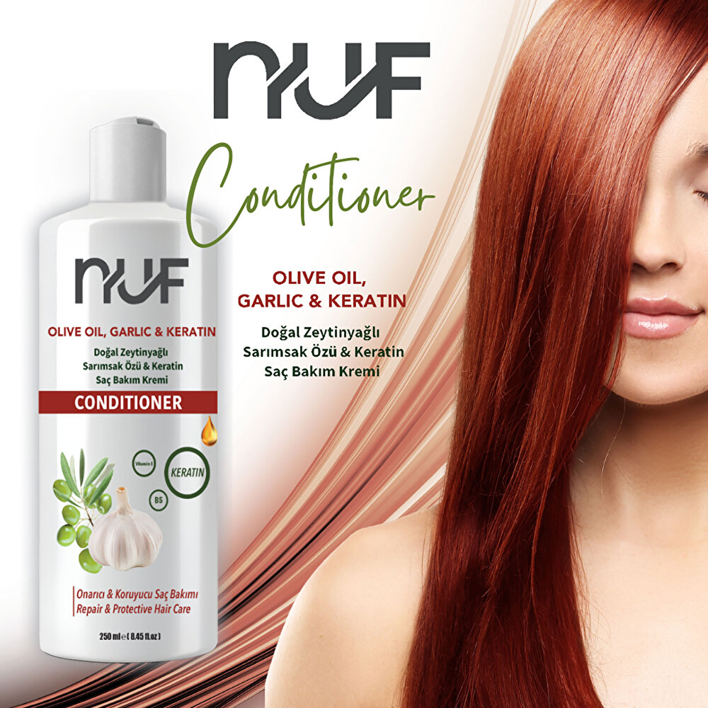 Nuf Doğal Zeytinyağlı, Keratinli ve Sarımsaklı Yetişkin Şampuan  400 mL