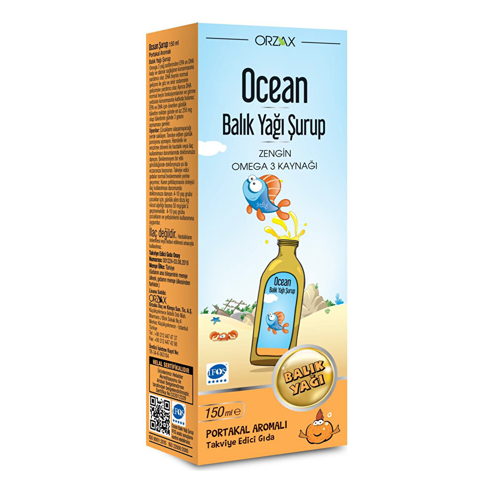 Ocean Balık Yağı Şurup Portakal Aromalı 150 ml