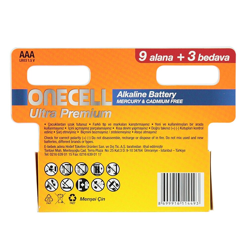 Ultra Premium Alkalin AAA Boy Pil 9+3