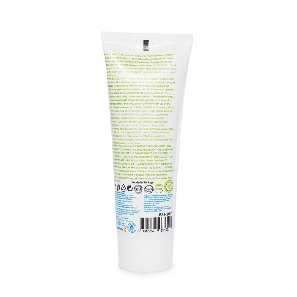 30+SPF Organik Güneş Kremi 75 ml