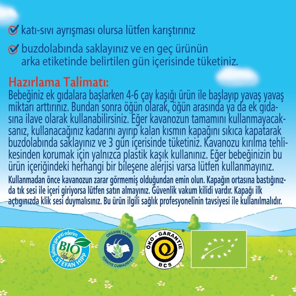 Organik Kayısılı Kavanoz Mama 125 gr