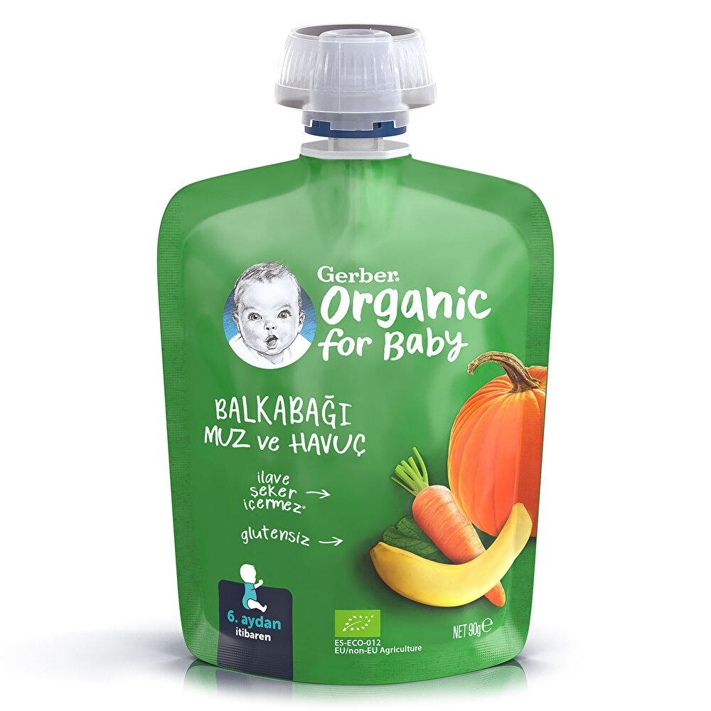 Organik Balkabaklı Muzlu Havuçlu Meyve Püresi 90 gr