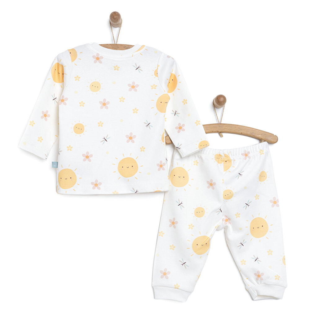 Kız Bebek Pijama Takım Organik Kumaş Çıtçıtlı Pambuliq Bisiklet Yaka Uzun Kollu