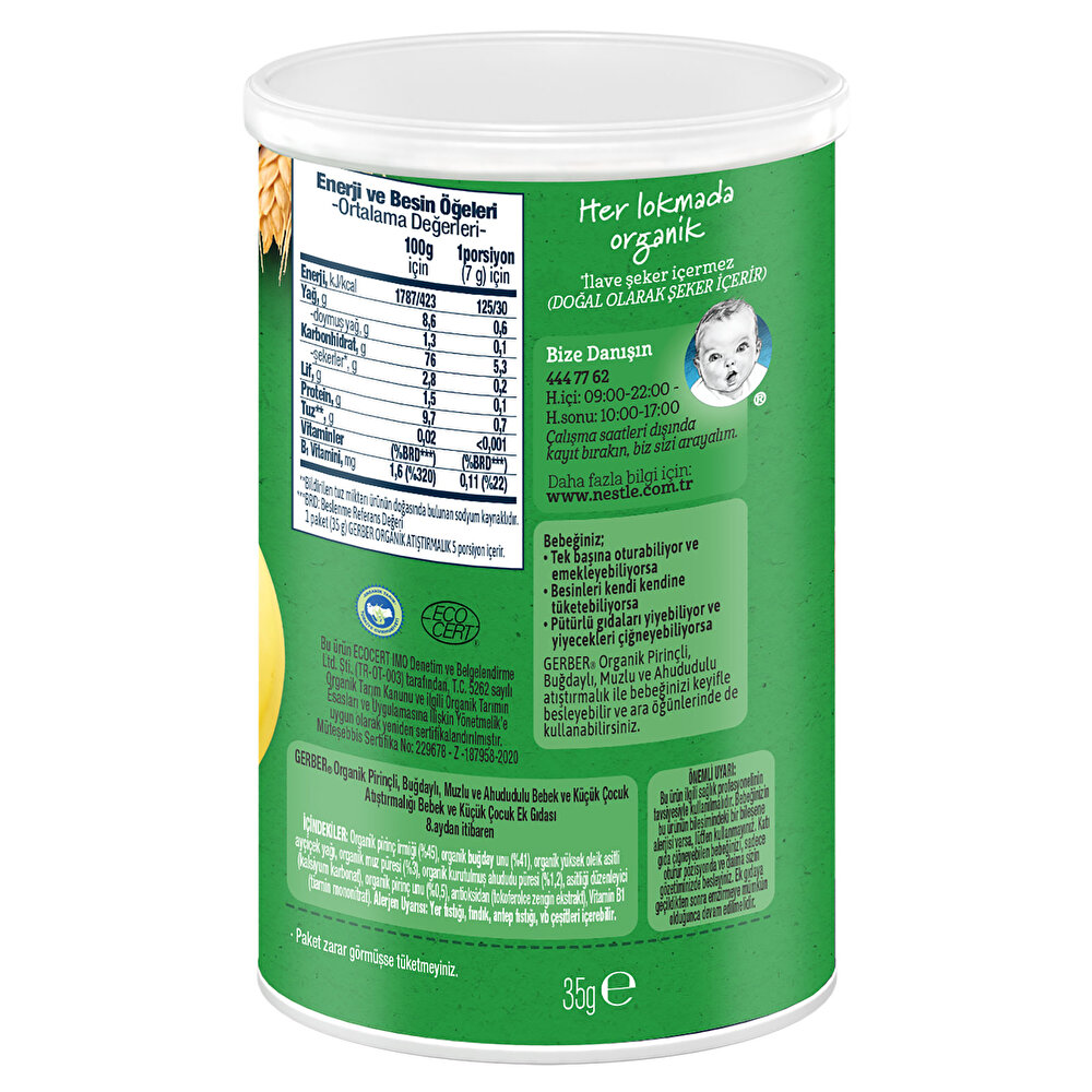 Organik Buğday Ve Pirinç Bebek Atıştırmalığı 35 gr 8+ Ay