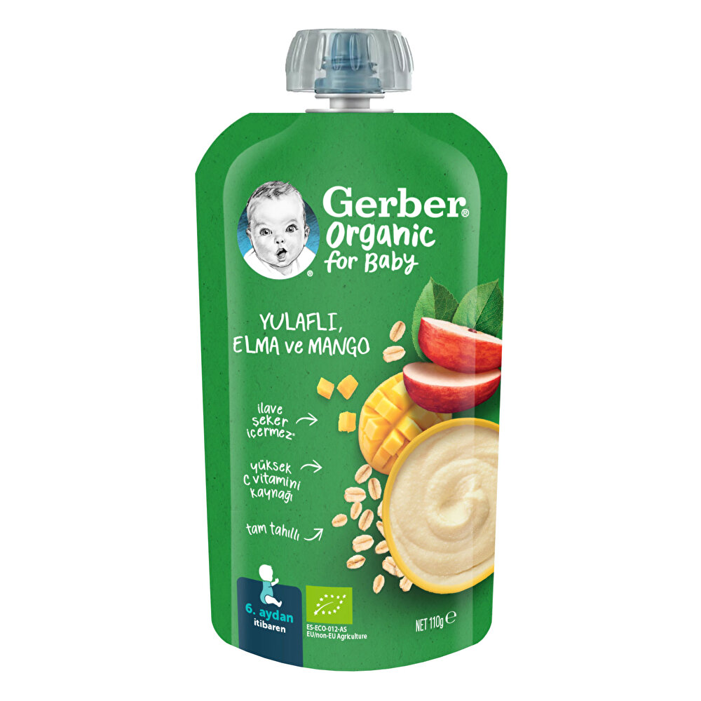 Organik Yulaflı Elma ve Mango Püre 110 gr