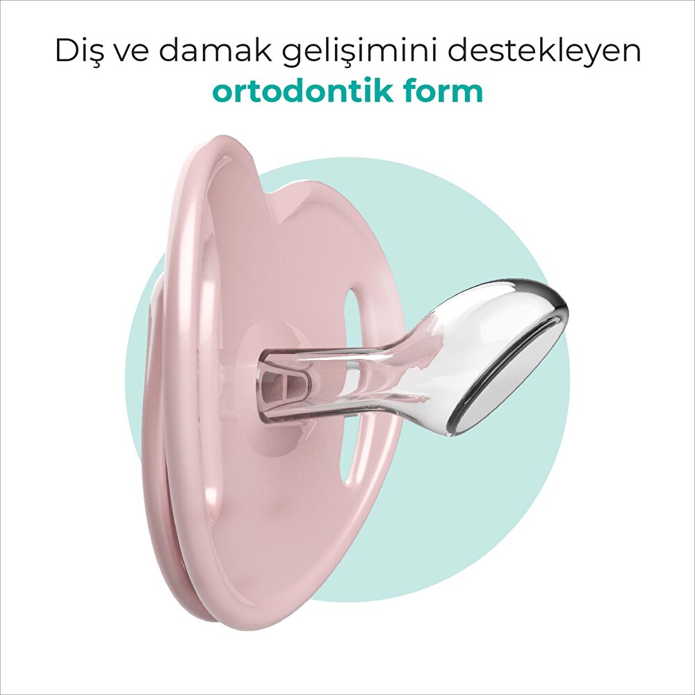 Ortodontik Silikon Emzik 2'li Powder Pınk&Blush 12+ Ay (Sterilizayon/Saklama Kutulu)