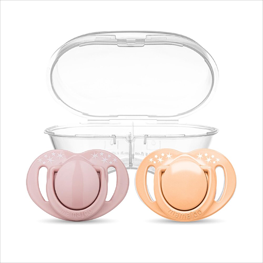 Ortodontik Silikon Emzik 2'li Powder Pnk & Blush 0+ Ay (Sterilizasyon/Saklama Kutulu)