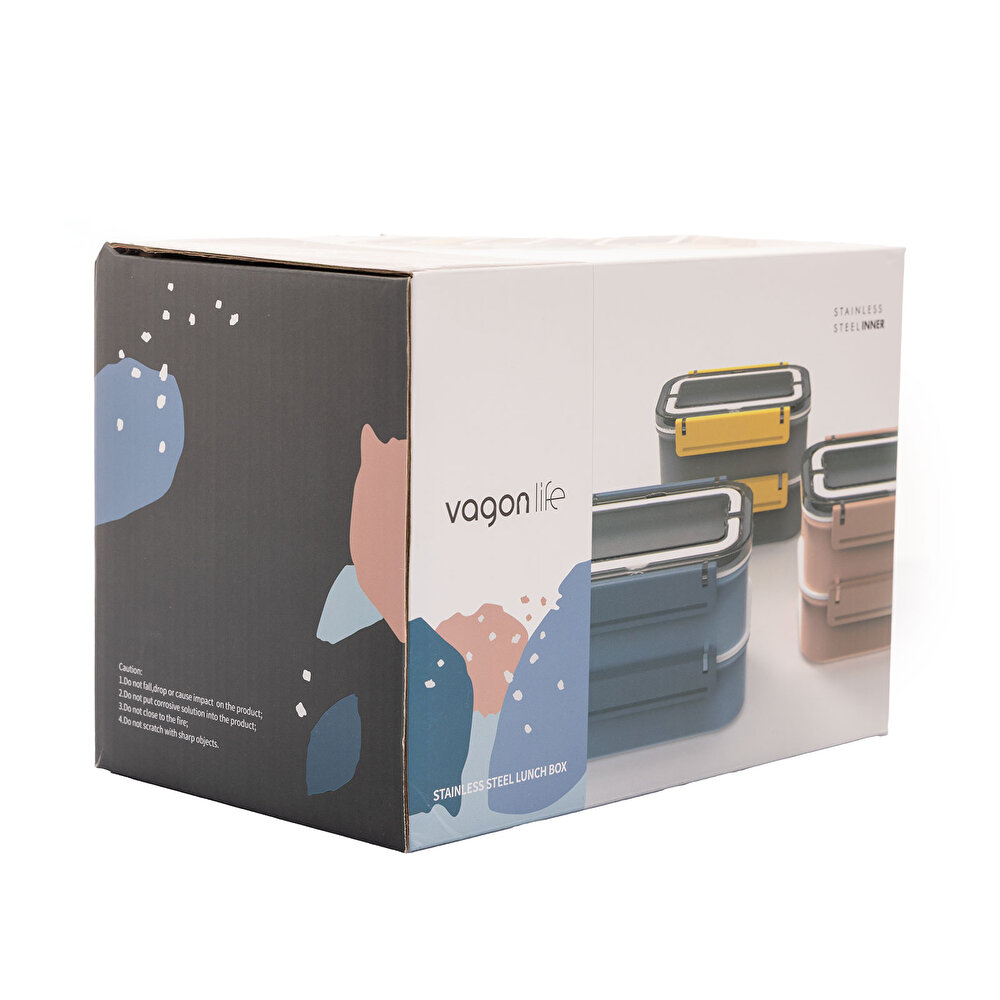 Paslanmaz Çelik 1600ml Lunch Box -Mavi