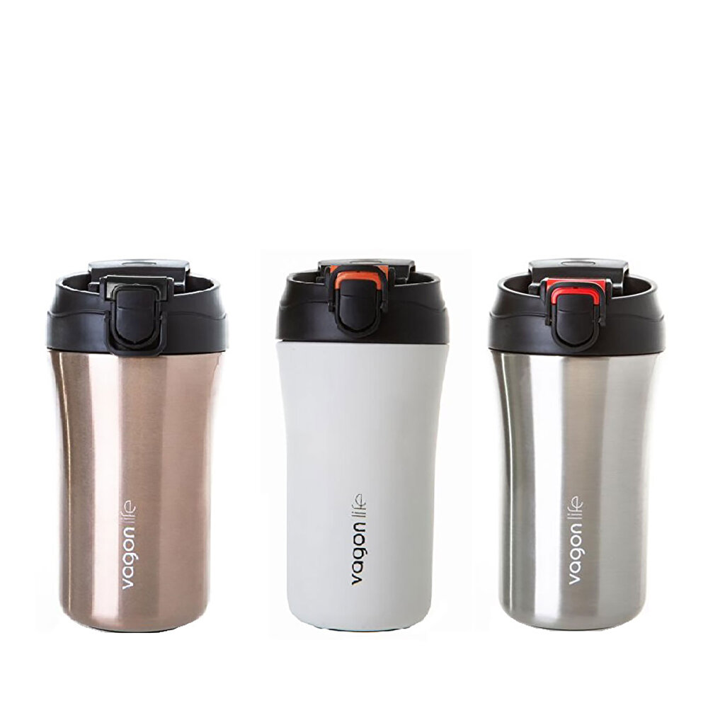 Paslanmaz Çelik Mug ve Matara Termos 400 ml Beyaz