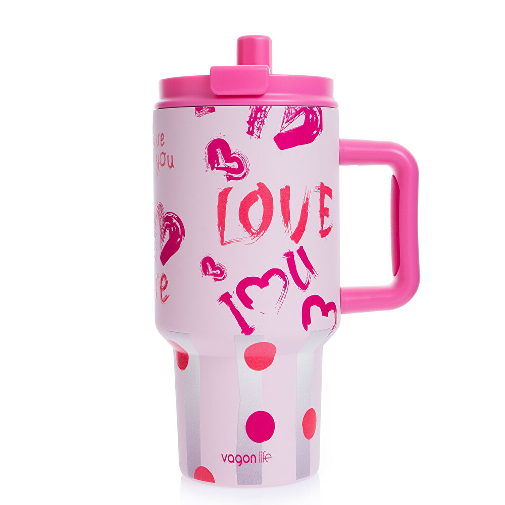 Paslanmaz Çelik Mug ve Matara Termos 800 ml Pembe