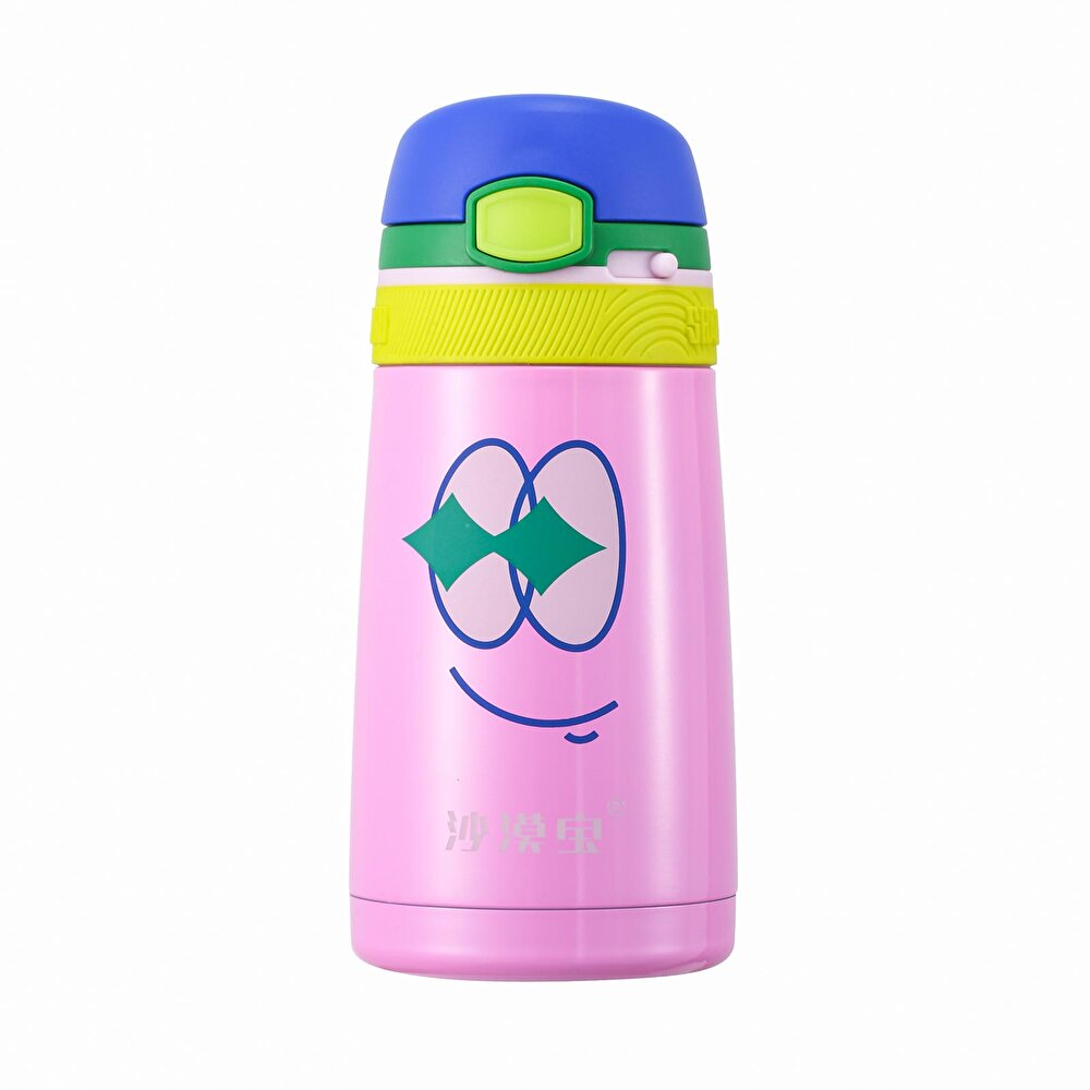 Paslanmaz Çelik, Pipetli, Kilitlenebilir Çocuk Matarası 350 ml Pembe