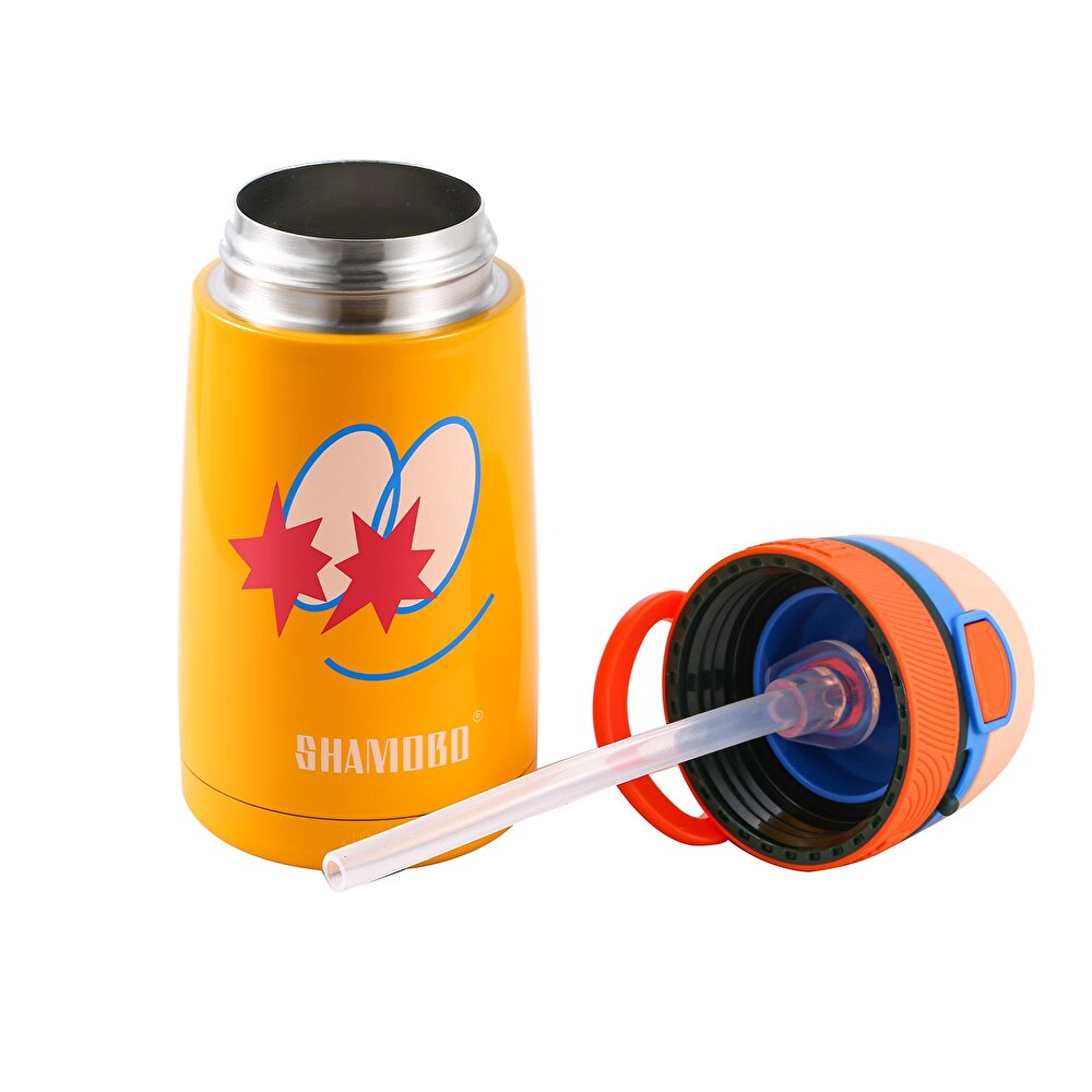 Paslanmaz Çelik, Pipetli, Kilitlenebilir Çocuk Matarası 350 ml Sarı