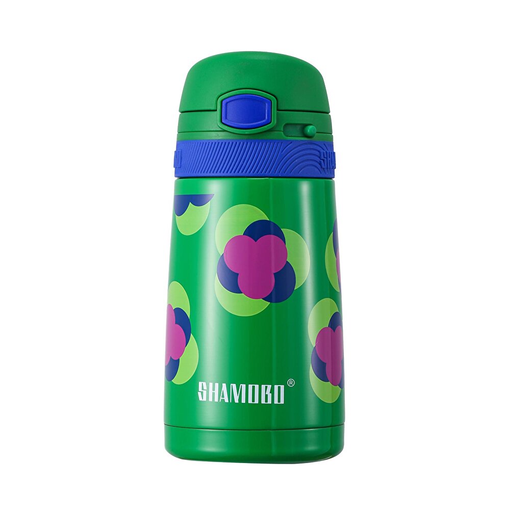 Paslanmaz Çelik, Pipetli, Kilitlenebilir Çocuk Matarası 350 ml Yeşil