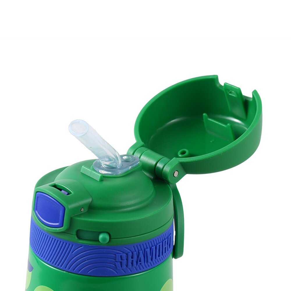 Paslanmaz Çelik, Pipetli, Kilitlenebilir Çocuk Matarası 350 ml Yeşil