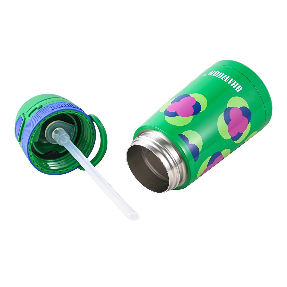 Paslanmaz Çelik, Pipetli, Kilitlenebilir Çocuk Matarası 350 ml Yeşil