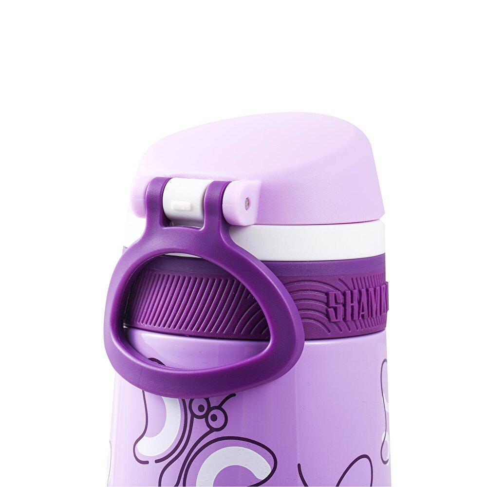 Paslanmaz Çelik, Pipetli,Kilitlenebilir Çocuk Matarası 350 ml Mor