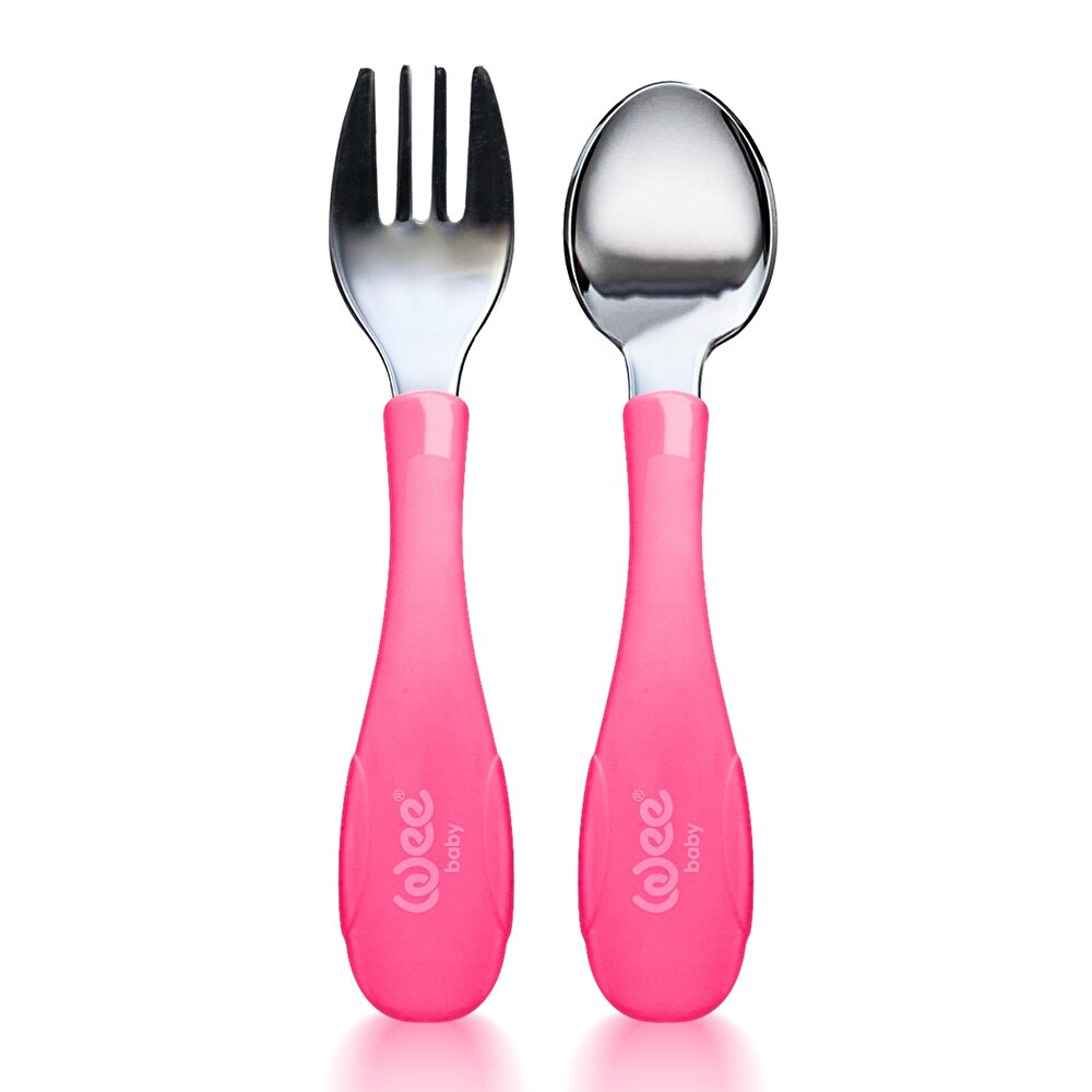 Paslanmz Çelik Çatal Kaşık Seti Pembe