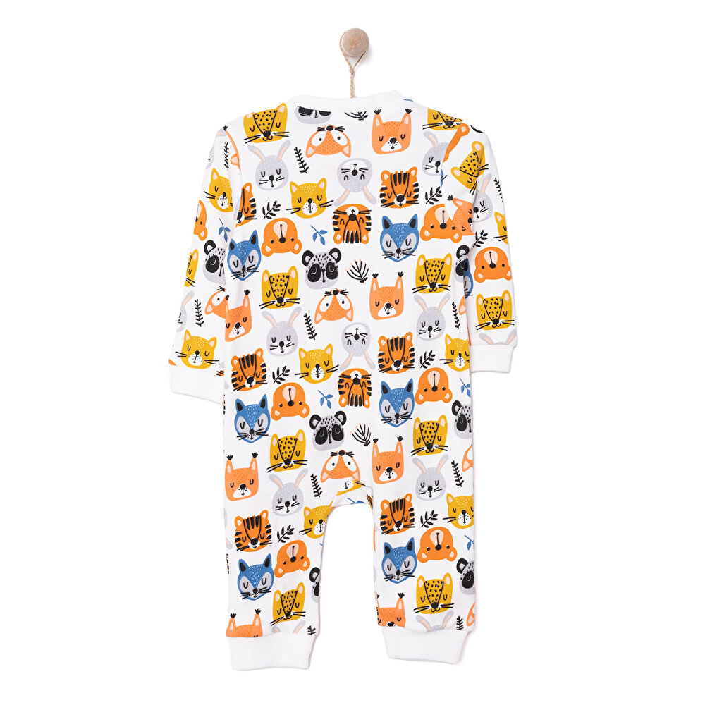 Erkek Fermuarlı Uzun Kol Hayvan Desenli Patiksiz Tulum