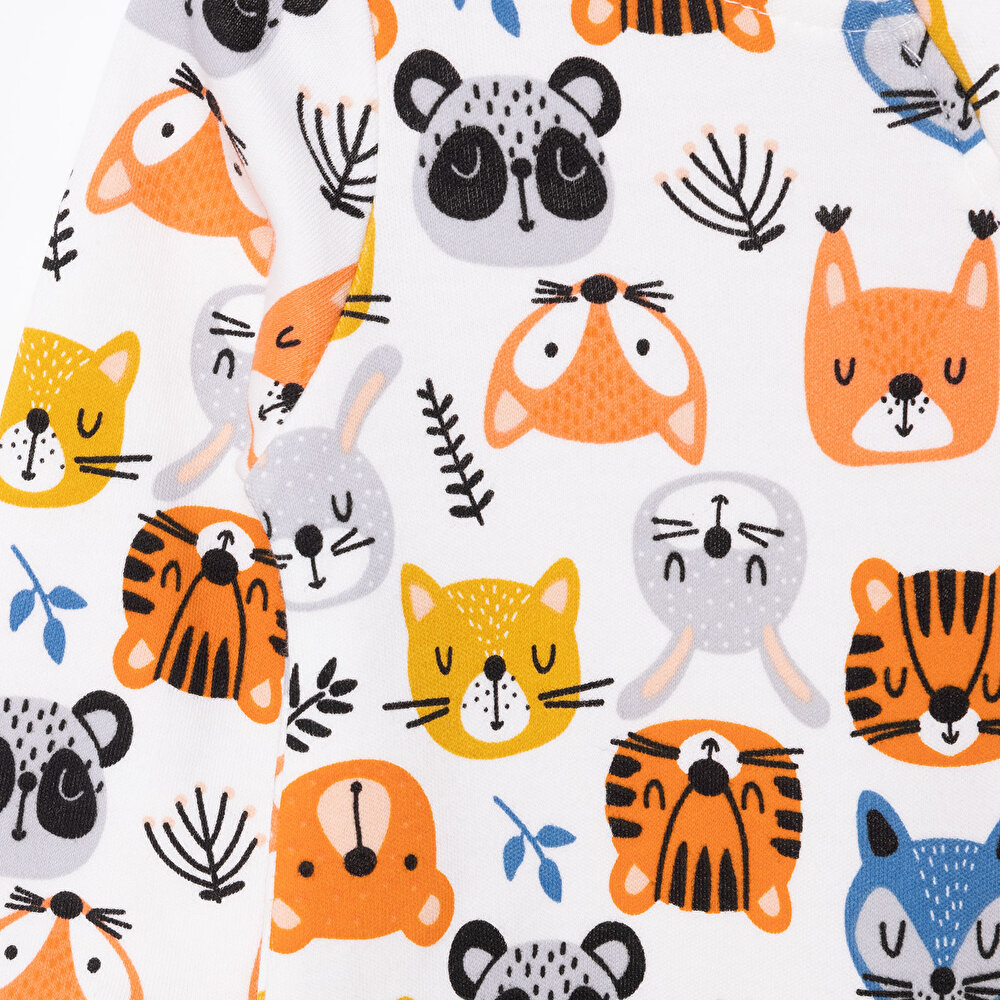 Erkek Fermuarlı Uzun Kol Hayvan Desenli Patiksiz Tulum