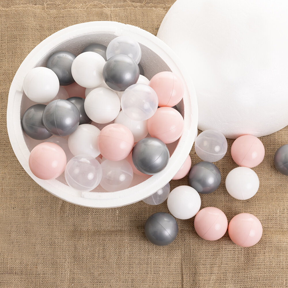 Pembe-Gümüş-Beyaz-Şeffaf Havuz Topları 50'li 7 cm