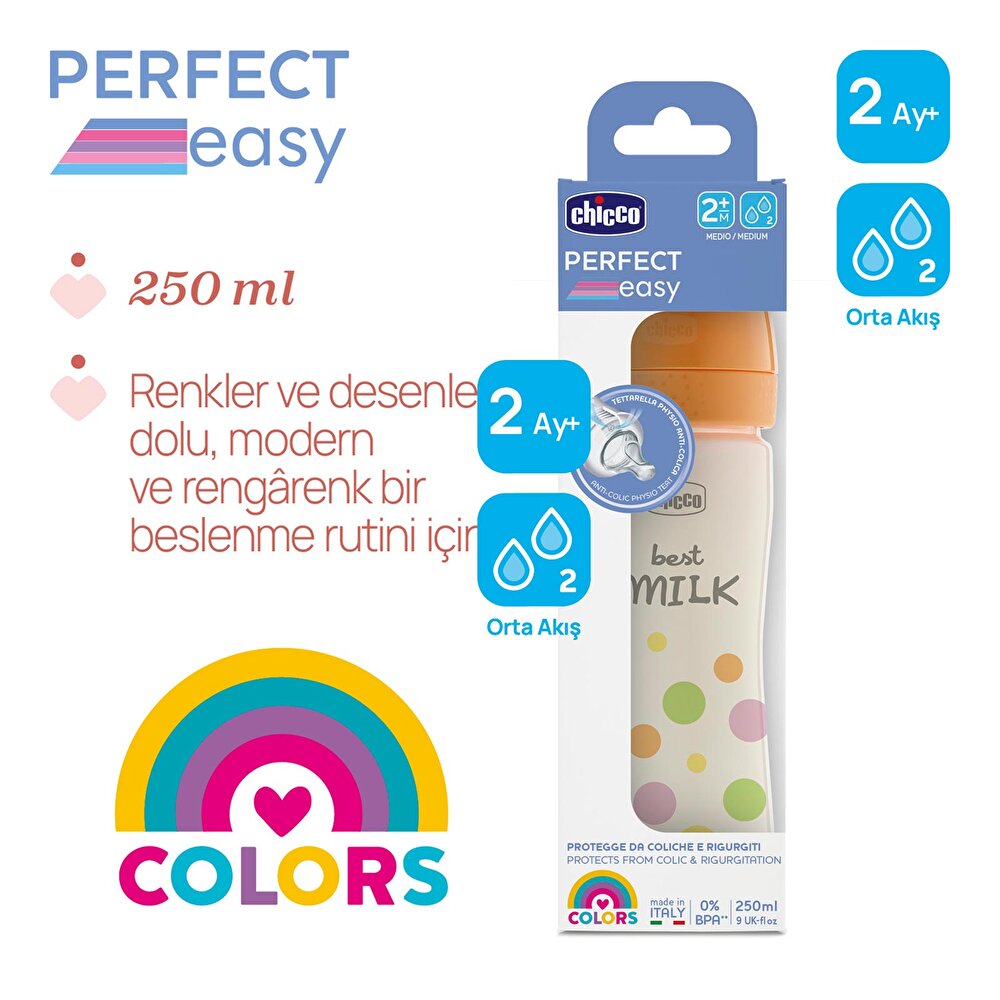 Perfect Easy Biberon PP 250 ml Ota Akış- Kız