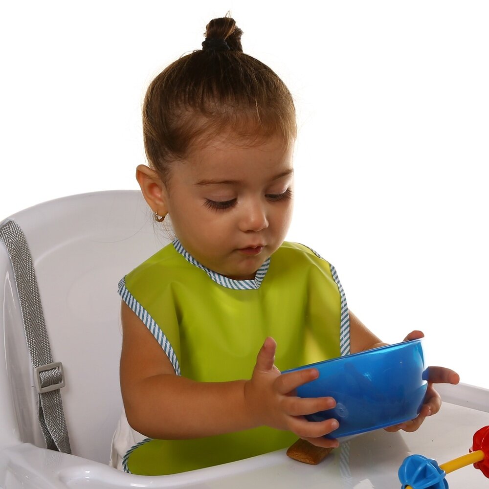 Peva 2li Bebek Mama Önlüğü Mavi-Yeşil