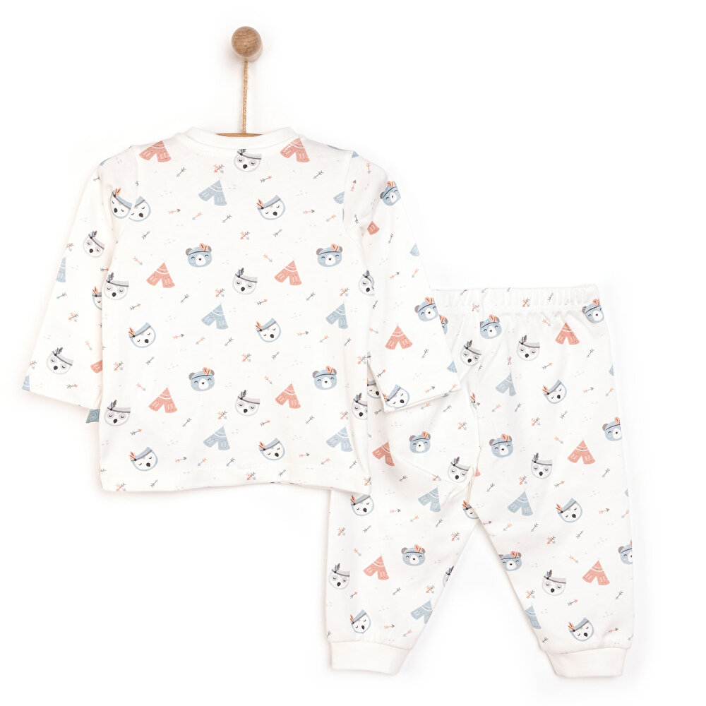 Erkek Bebek Pijama Takım İnterlok Pambuliq Bisiklet Yaka Uzun Kol Gri