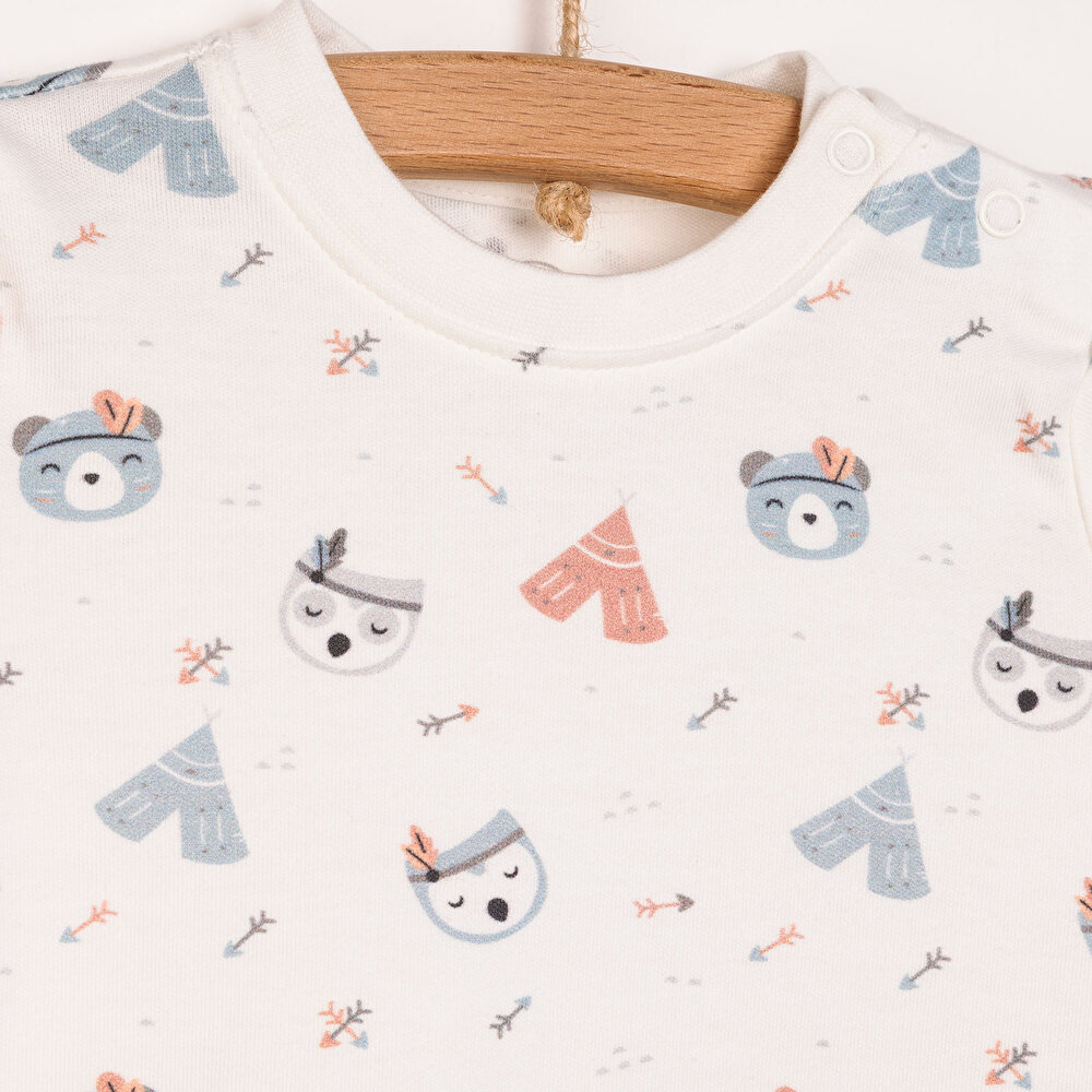 Erkek Bebek Pijama Takım İnterlok Pambuliq Bisiklet Yaka Uzun Kol Gri