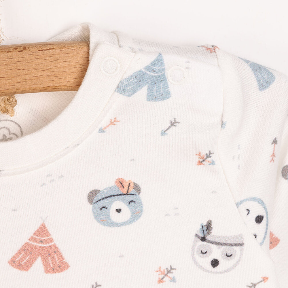Erkek Bebek Pijama Takım İnterlok Pambuliq Bisiklet Yaka Uzun Kol Gri