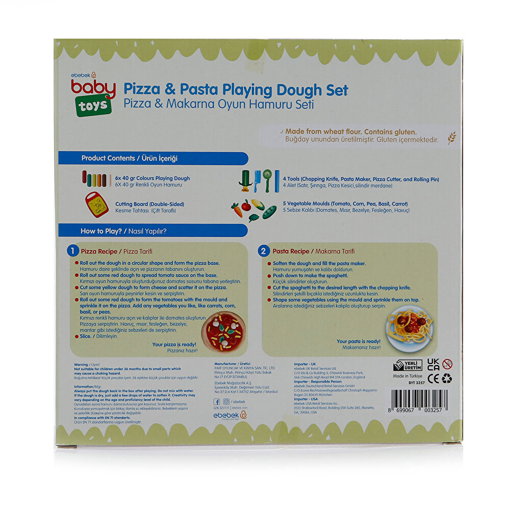 pizza pasta set oyun hamuru