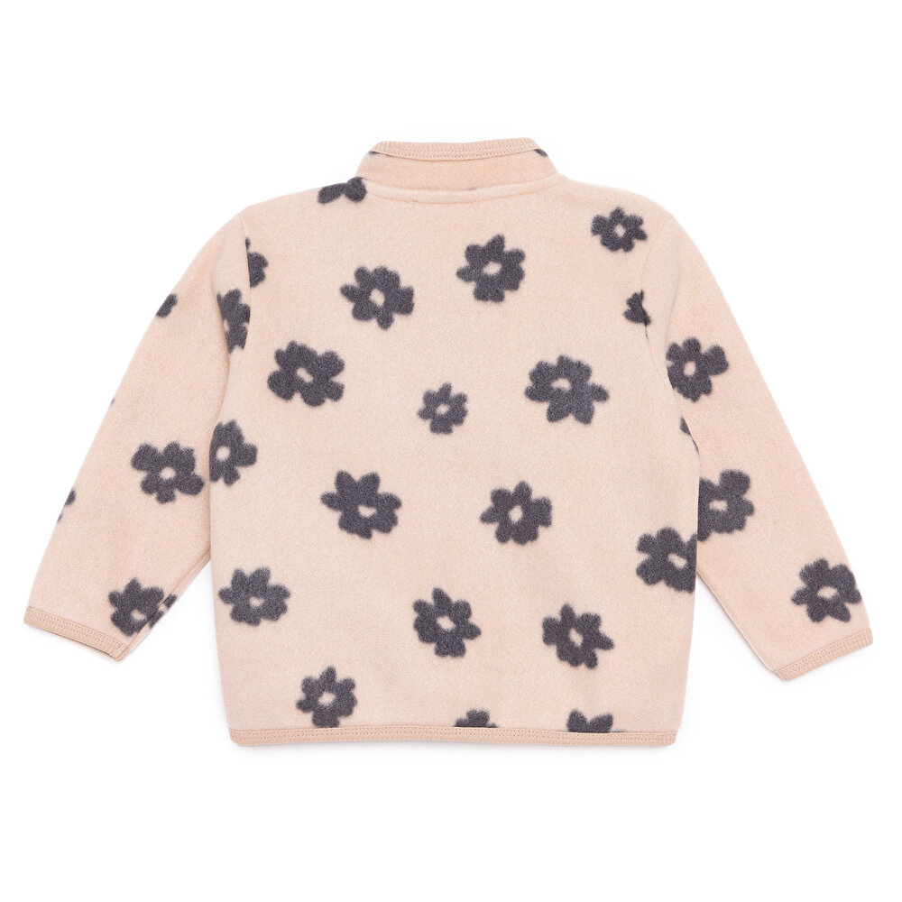 Kız Bebek Polar Hırka Hakim Yaka Uzun Kol