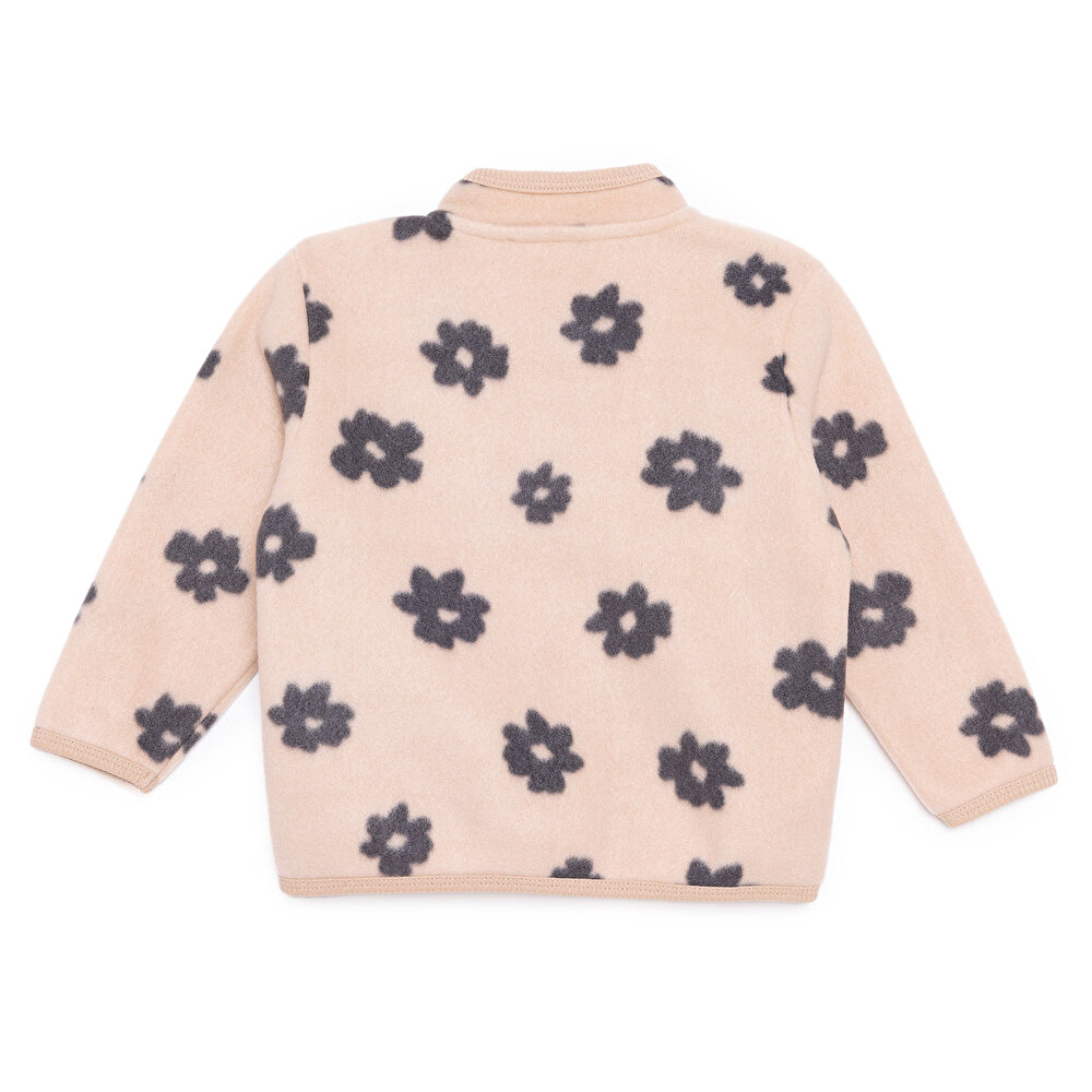 Kız Bebek Polar Hırka Hakim Yaka Uzun Kol