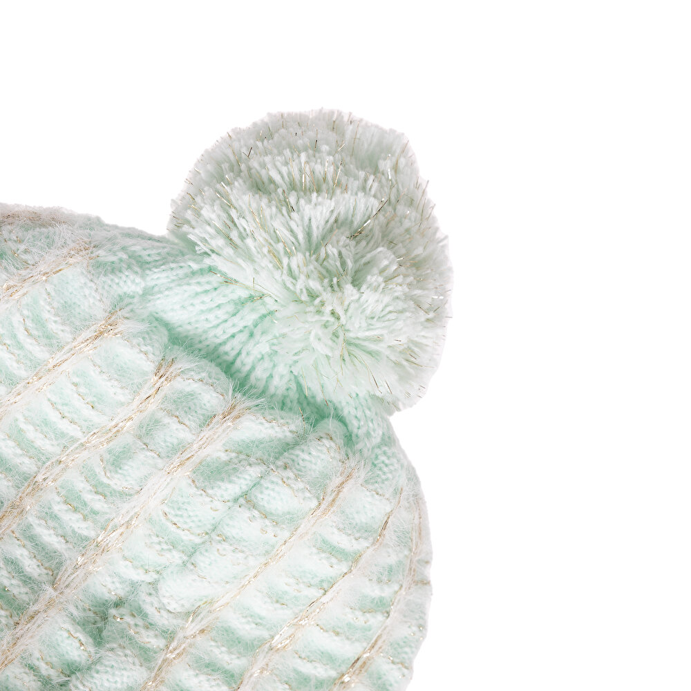 Ponponlu Simli Triko Kız Bere Kız Bebek