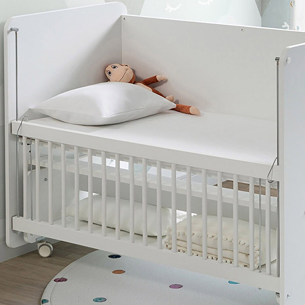 Anne Yanı Asansörlü,Raflı, Sallanabilen ve Tekerlekli Beşik 60x120 cm