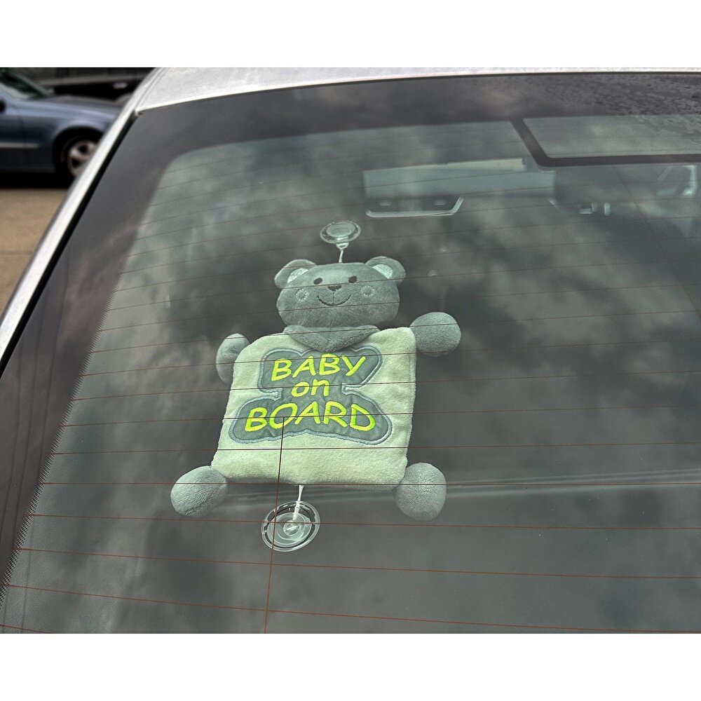 Reflektörlü Arabada Bebek Var Aparatı - Gri