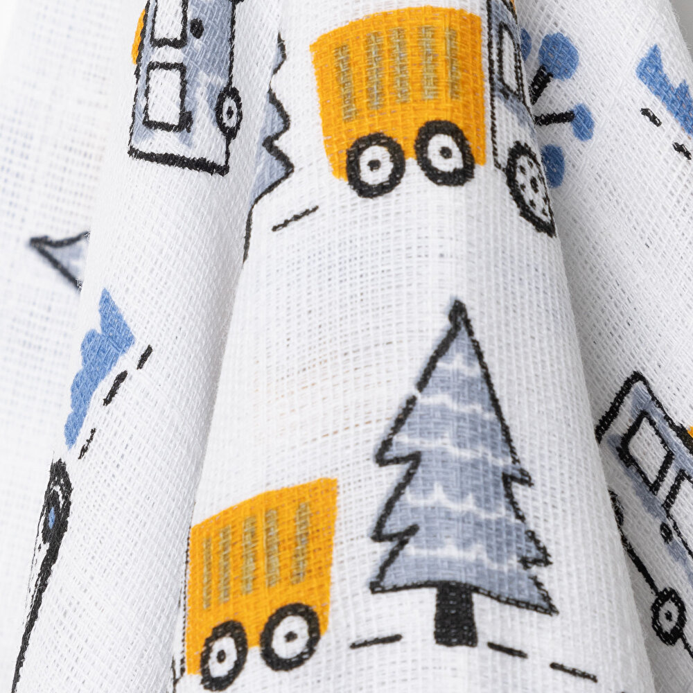 Renkli Araçlı Erkek Müslin Battaniye Erkek Bebek