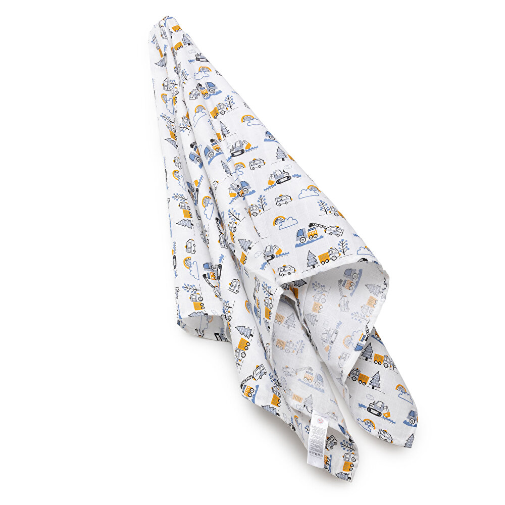 Renkli Araçlı Erkek Müslin Battaniye Erkek Bebek