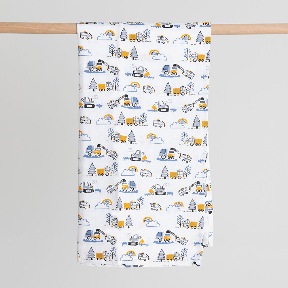 Renkli Araçlı Erkek Müslin Battaniye Erkek Bebek