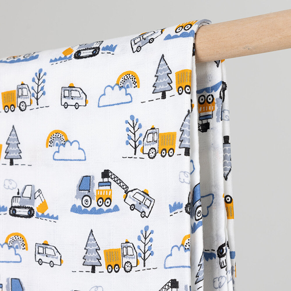 Renkli Araçlı Erkek Müslin Battaniye Erkek Bebek