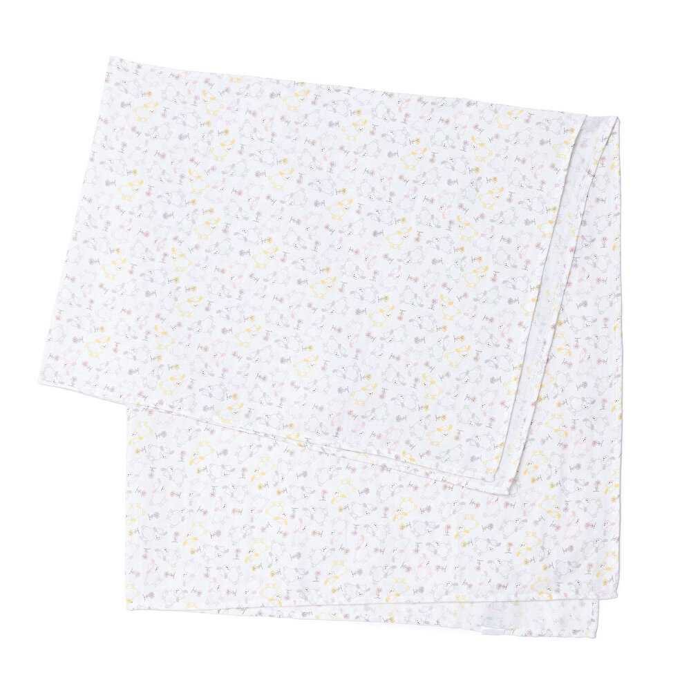 Renkli Kuzu Kız Bebek Müslin Battaniye 100x110cm